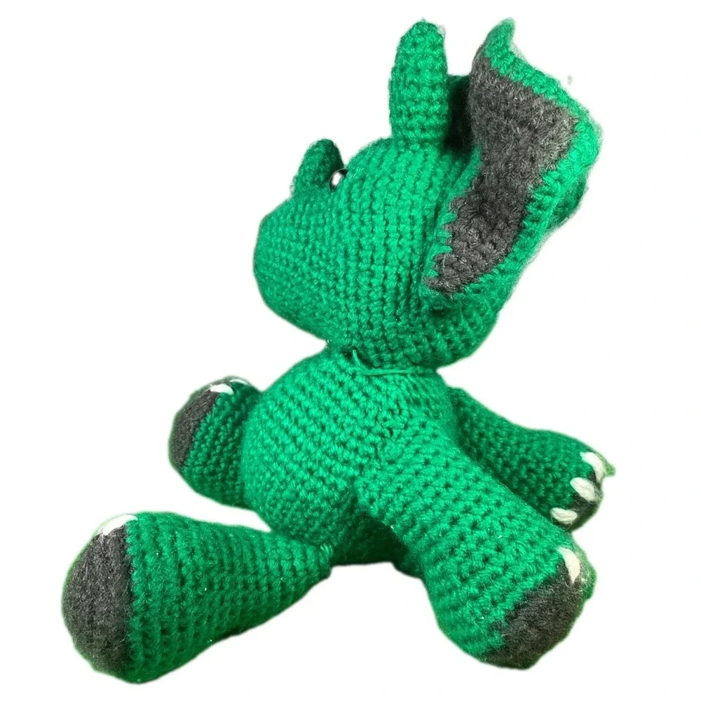 Triceratops Dinosaur Toy Crochet  Amigurumi 11 inches Green, Soft, Handmade